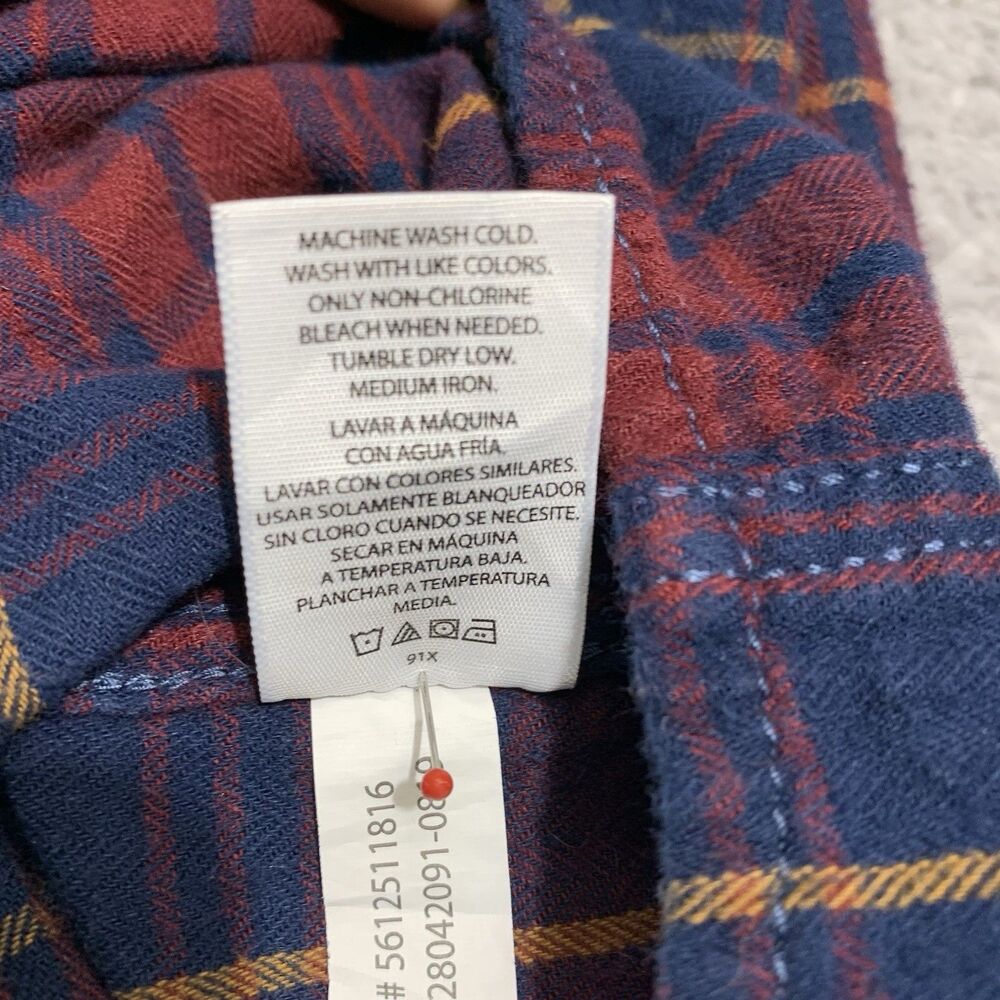 George Men's Plaid Long Sleeve Shirt XL (46-48) Red & Blue Cotton - Picture 7 of 8